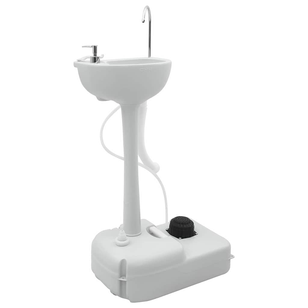 vidaXL Campingtoilet en handwasstand set - Draagbaar in grijs en wit