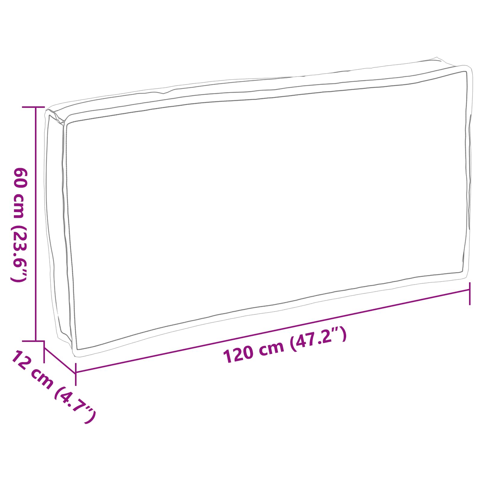 vidaXL Ligbedkussen voor Zit-/Rugleuning Anthraciet 120x60x12 cm Oxford Stof