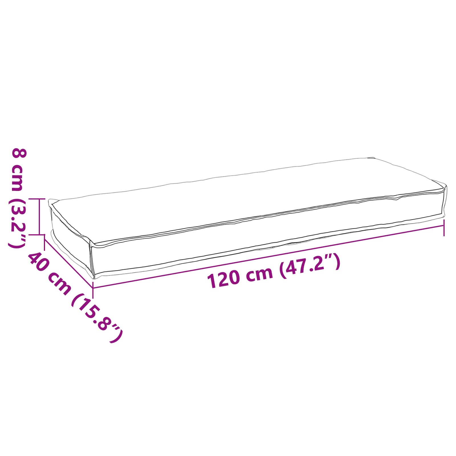 vidaXL Ligbedkussen voor Bank - Antraciet 120 x 40 x 8 cm - Oxford Stof