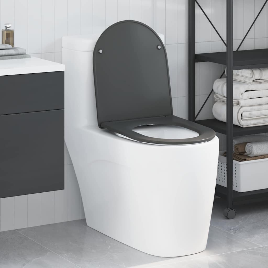 vidaXL Toiletbril soft-close met quick-release Duroplast antraciet