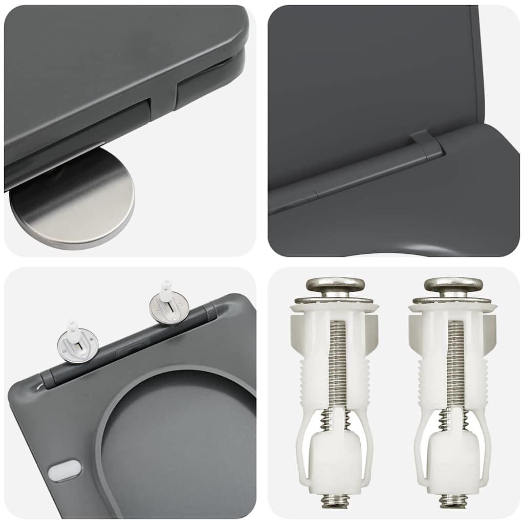 vidaXL Toiletbril soft-close met quick-release Duroplast antraciet