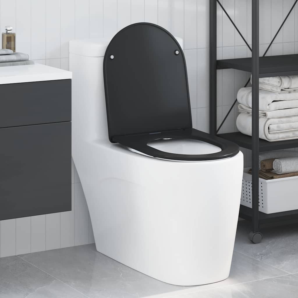 vidaXL Toiletbril soft-close met quick-release Duroplast antraciet