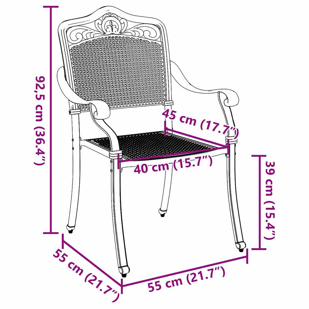 vidaXL Tuinstoel 2 pcs Brons 55 x 56.5 x 91cm Aluminium
