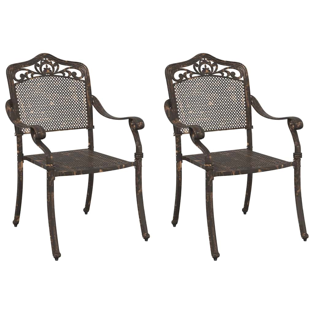 vidaXL Tuinstoel 2 pcs Brons 55 x 56.5 x 91cm Aluminium