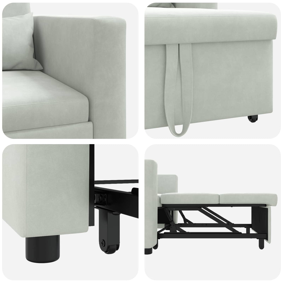 vidaXL 3-in-1 Eenpersoons Sofa Bed Converteerbaar Lichtgrijs Velvet