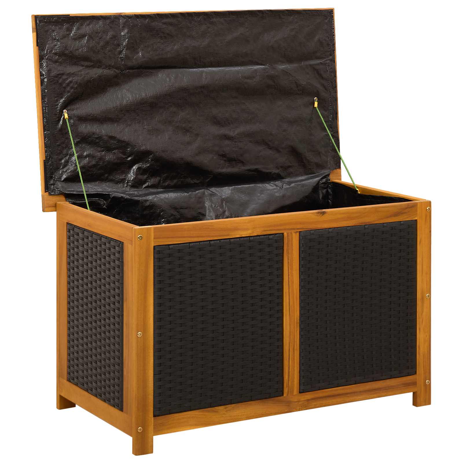 vidaXL Tuinopslagdoos 185 L Massief Acaciahout 60 x 50 x 56 cm Zwart
