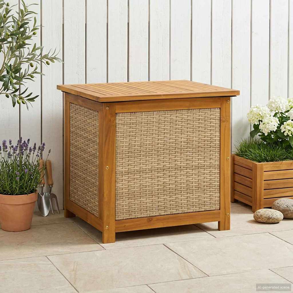 vidaXL Tuinopslagdoos 185 L Massief Acaciahout 60 x 50 x 56 cm Zwart