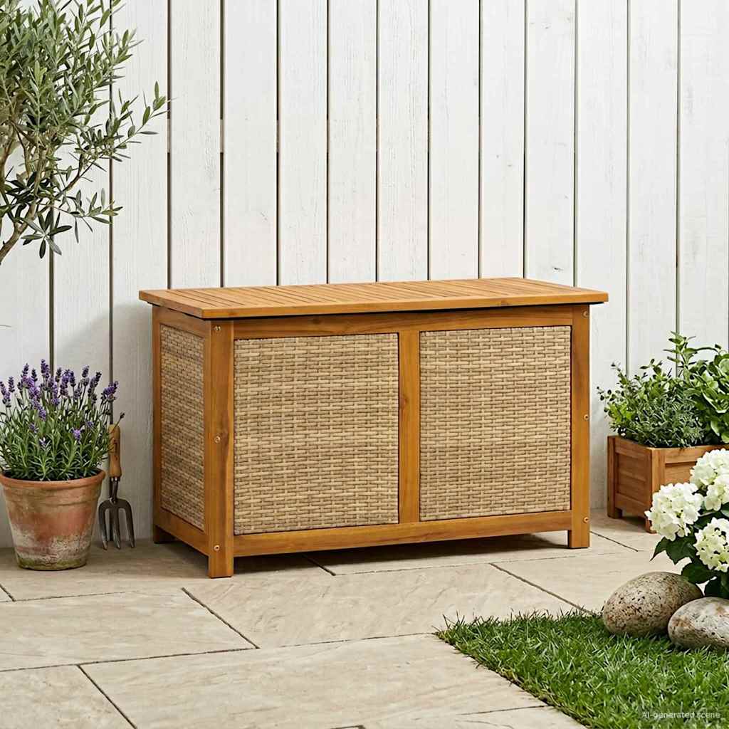 vidaXL Tuinopslagdoos 185 L Massief Acaciahout 60 x 50 x 56 cm Zwart