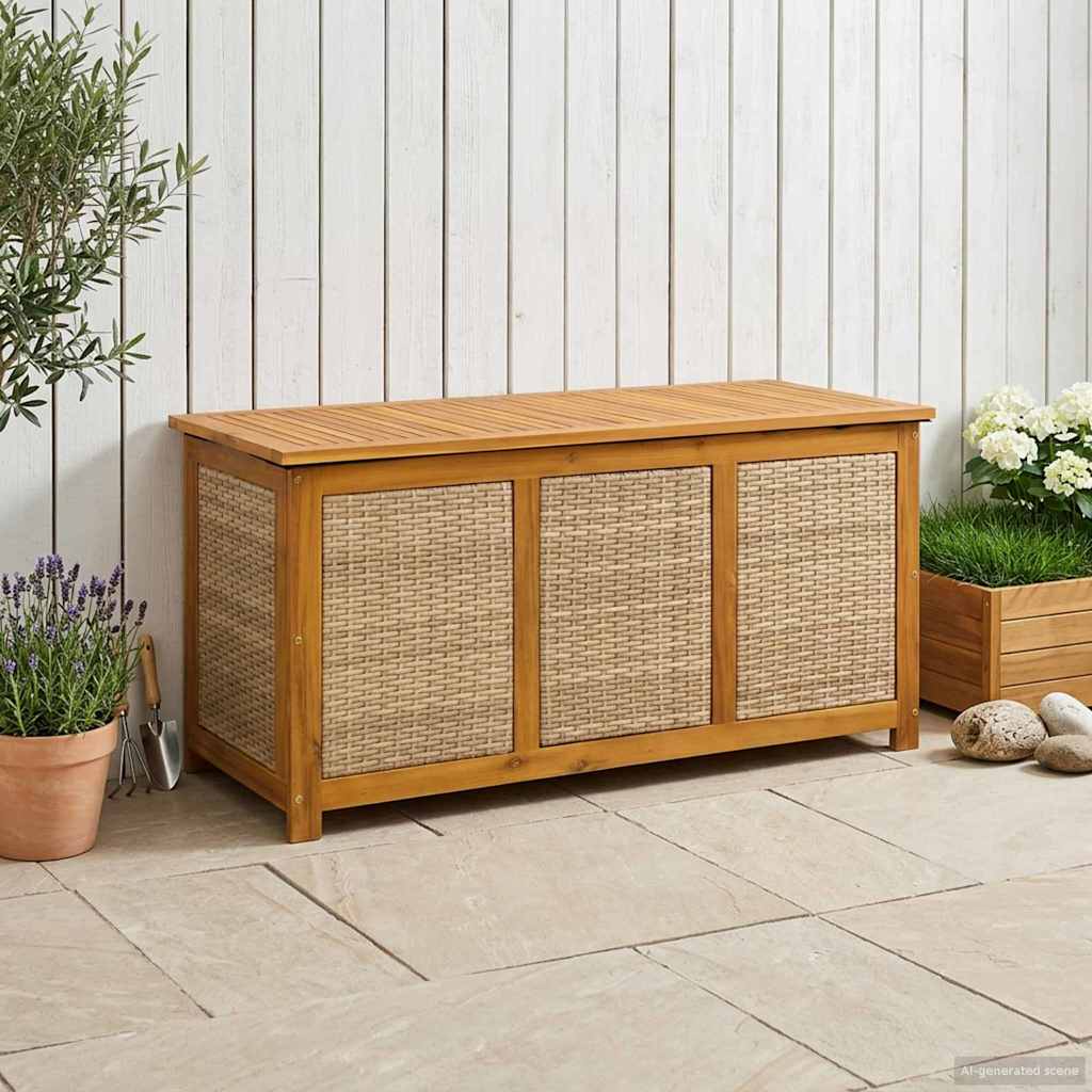 vidaXL Tuinopslagdoos 185 L Massief Acaciahout 60 x 50 x 56 cm Zwart