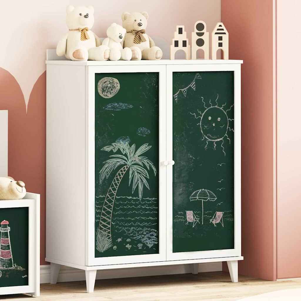 vidaXL Krijtbordkast met plank met opslag met de deur Wit Bewerkt hout