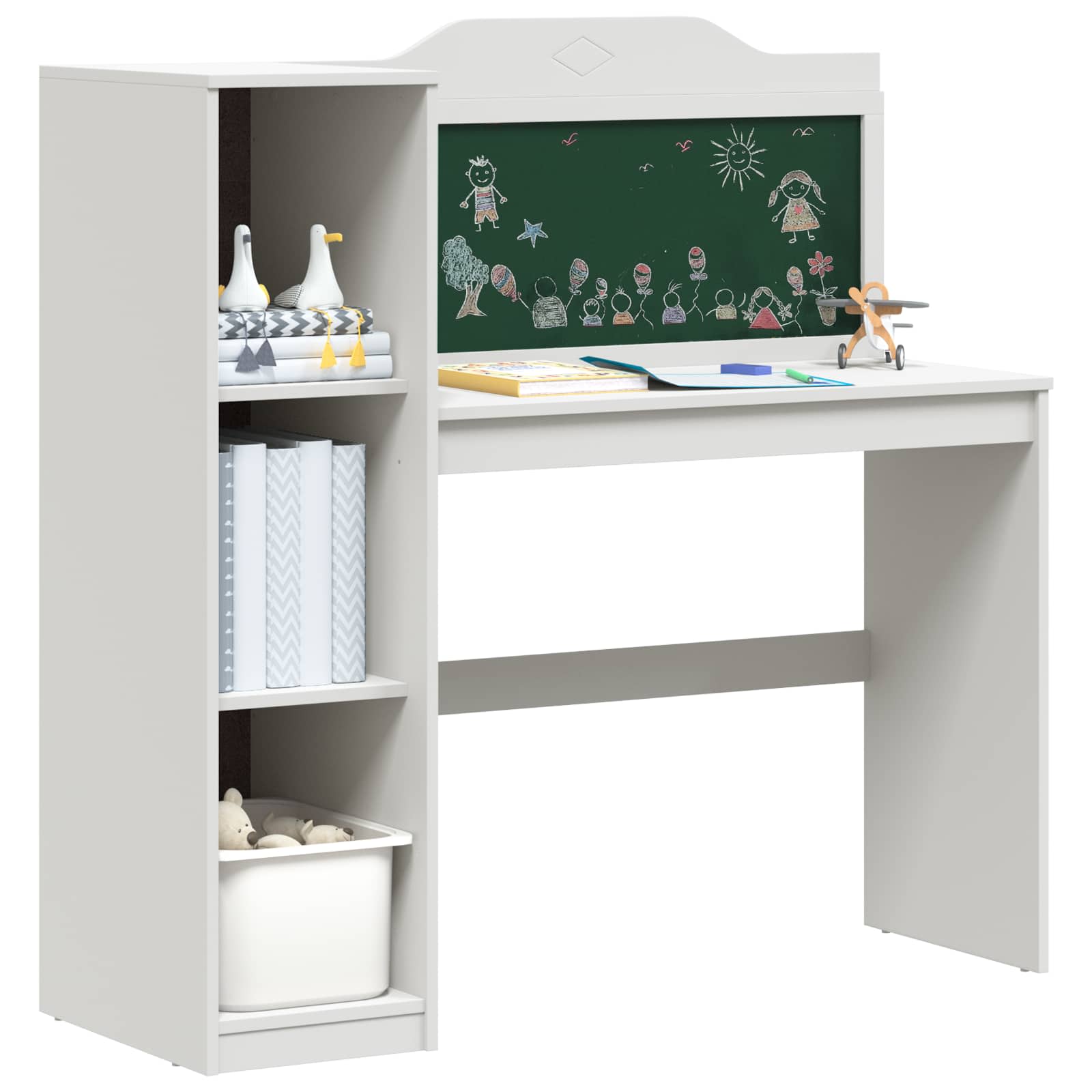 vidaXL Schoolbord bureau Wit 120 x 45 x 118.5 cm Bewerkt hout