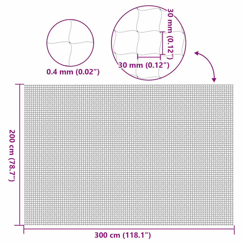 vidaXL Kattennet Transparant 3x2 m Nylon