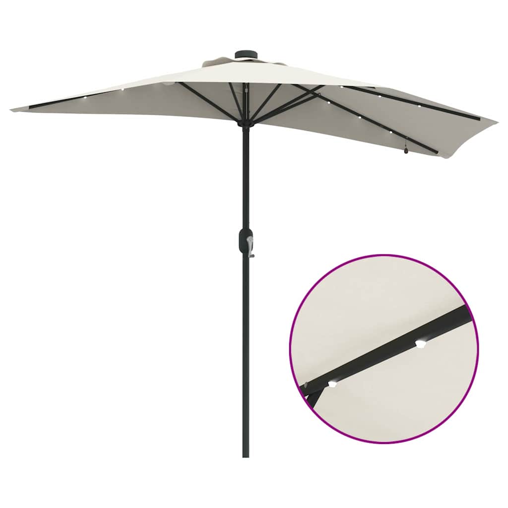 vidaXL Tuinparasol met LED -striplichten Zand 294 x 150 x 223 cm Stof