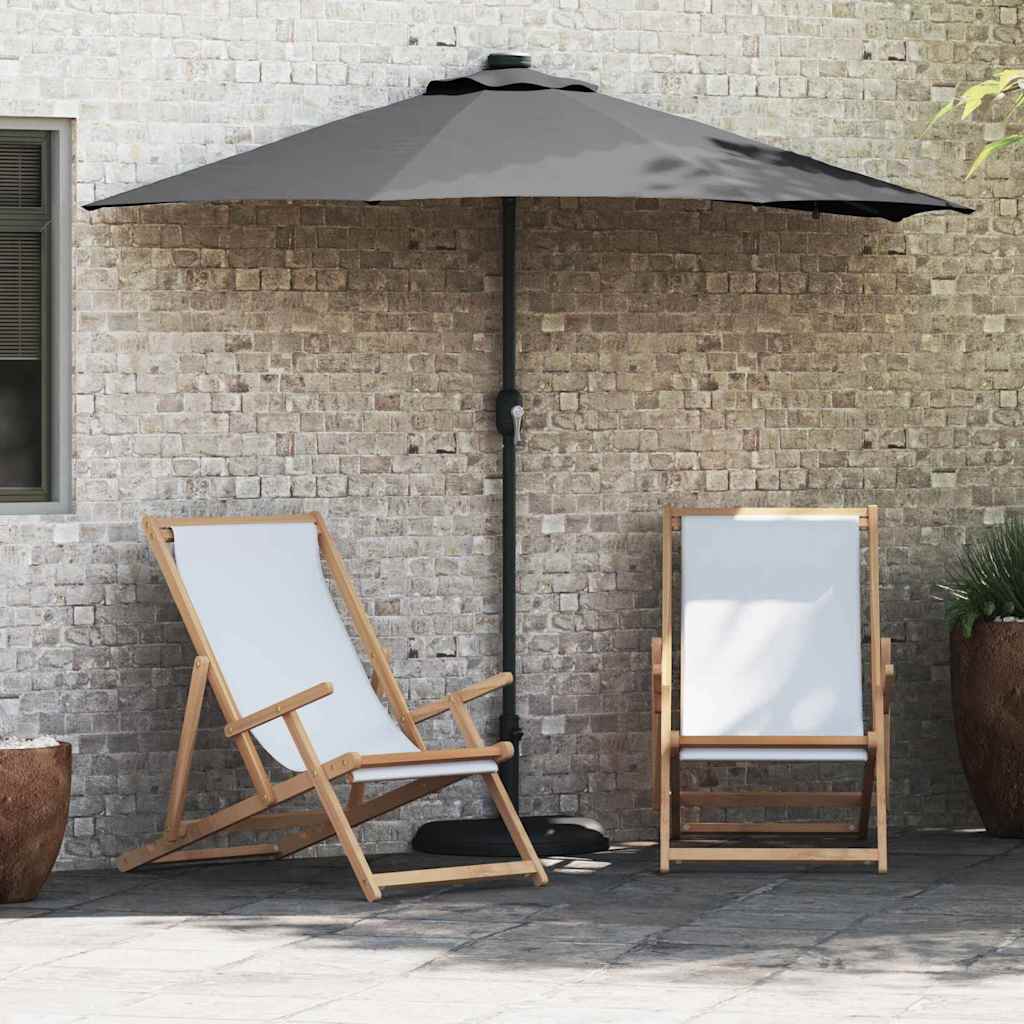 vidaXL Tuinparasol met LED -striplichten Zand 294 x 150 x 223 cm Stof