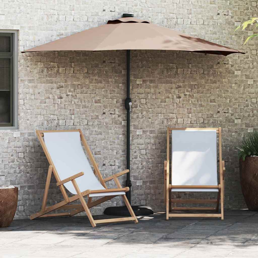 vidaXL Tuinparasol met LED -striplichten Zand 294 x 150 x 223 cm Stof