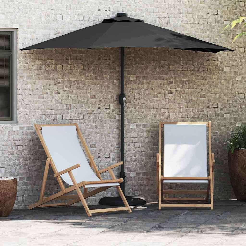 vidaXL Tuinparasol met LED -striplichten Zand 294 x 150 x 223 cm Stof