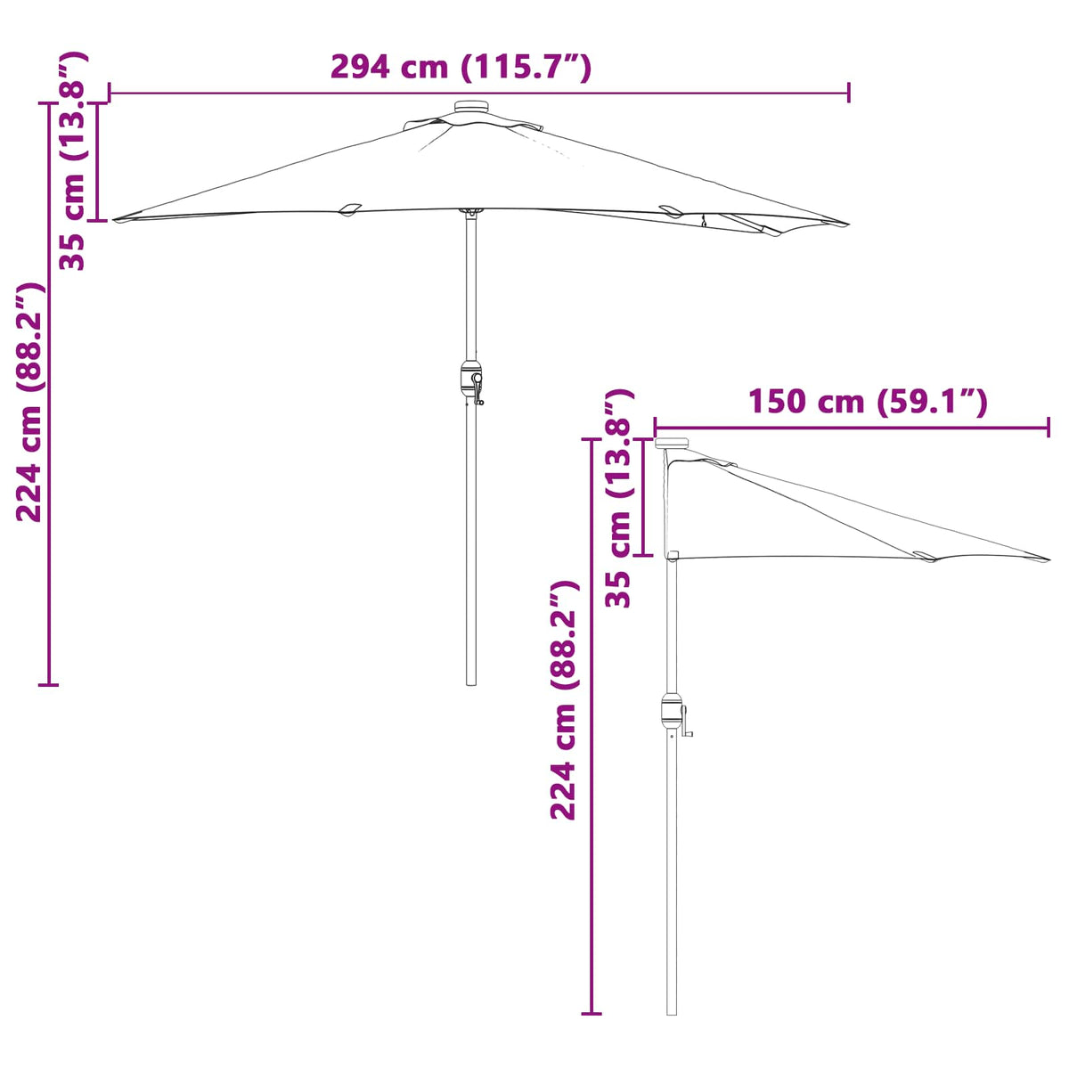 vidaXL Tuinsaal Half Zand 294 x 150 x 224 cm Stof