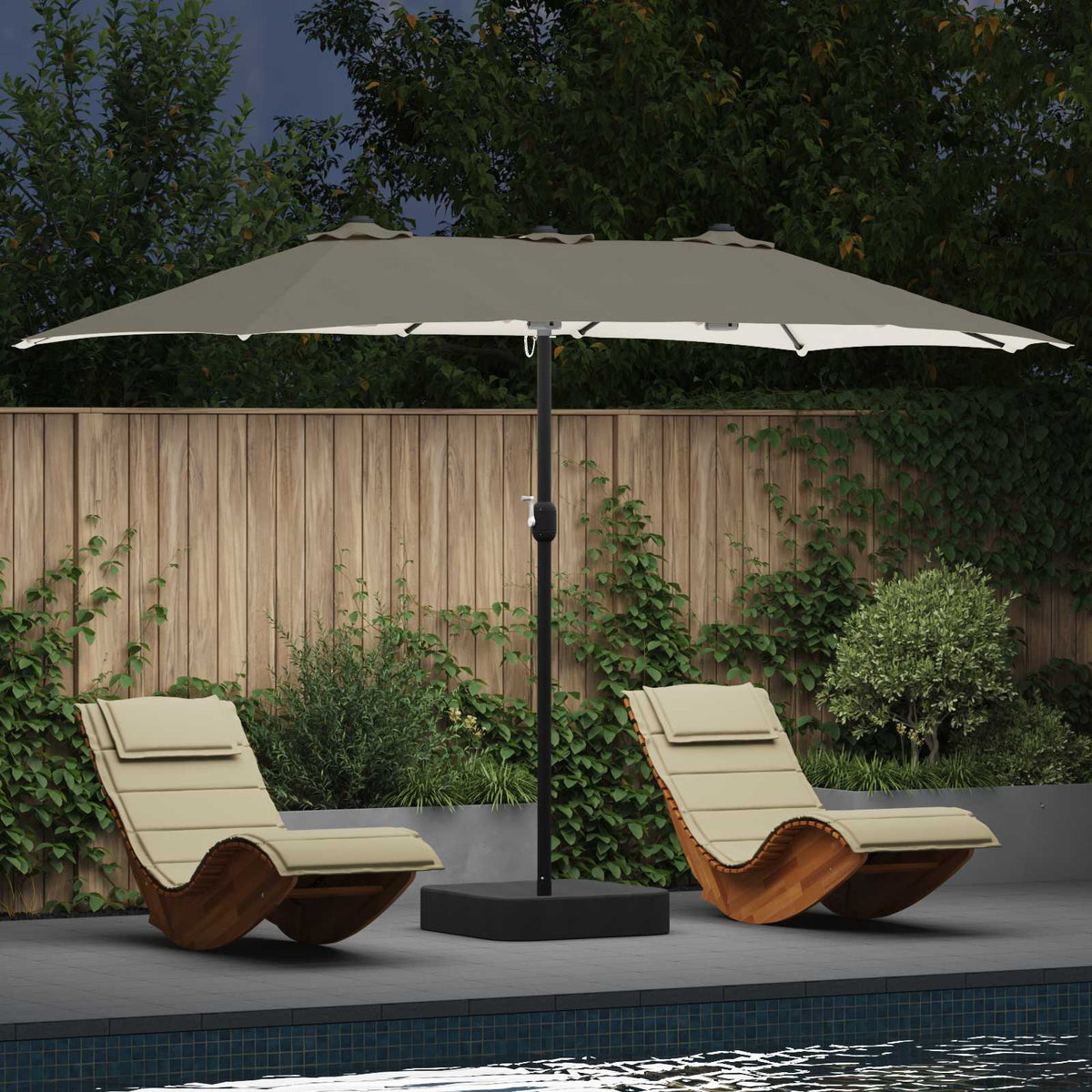vidaXL Tuinparasol Zand 385 x 209 x 244 cm Stof