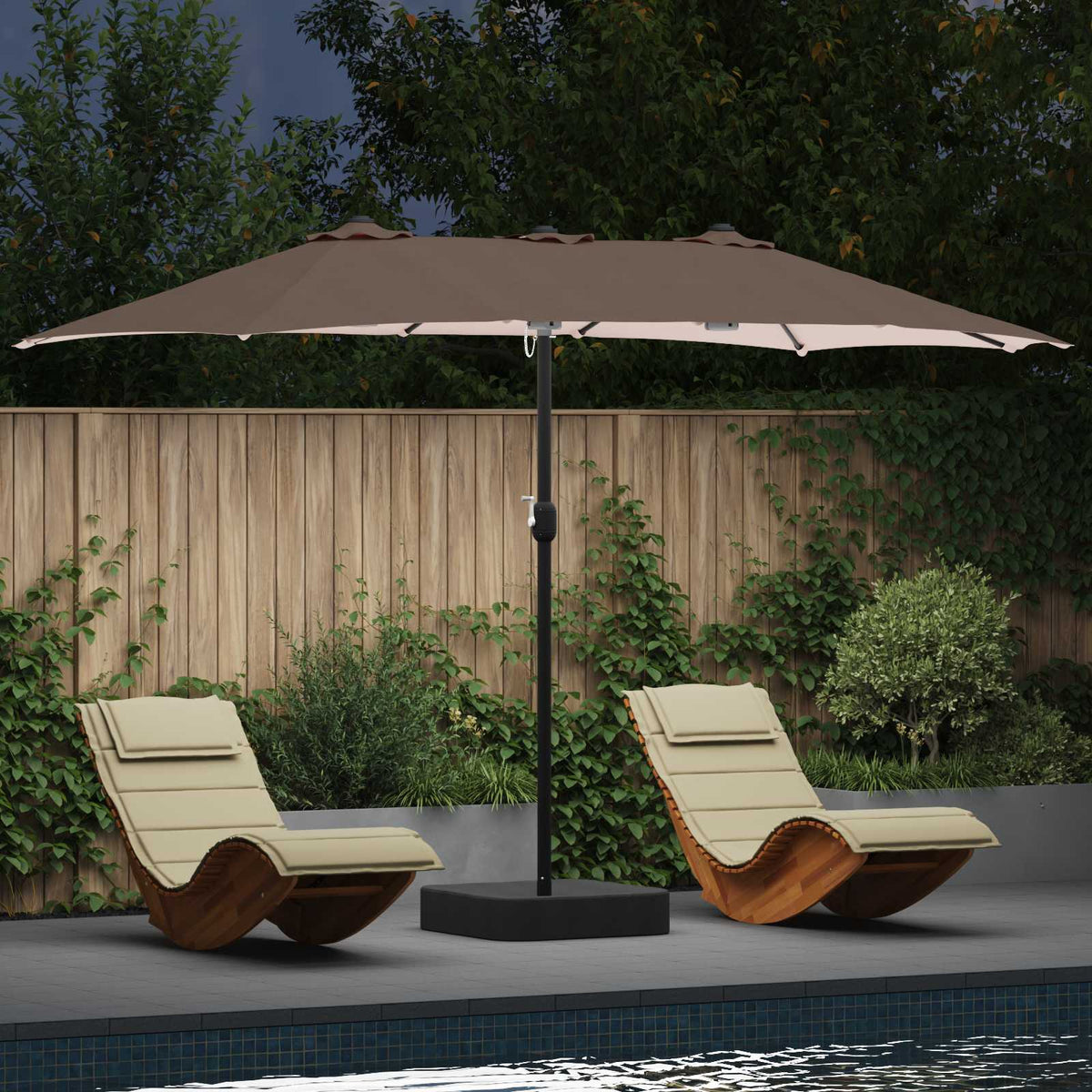 vidaXL Tuinparasol Zand 385 x 209 x 244 cm Stof