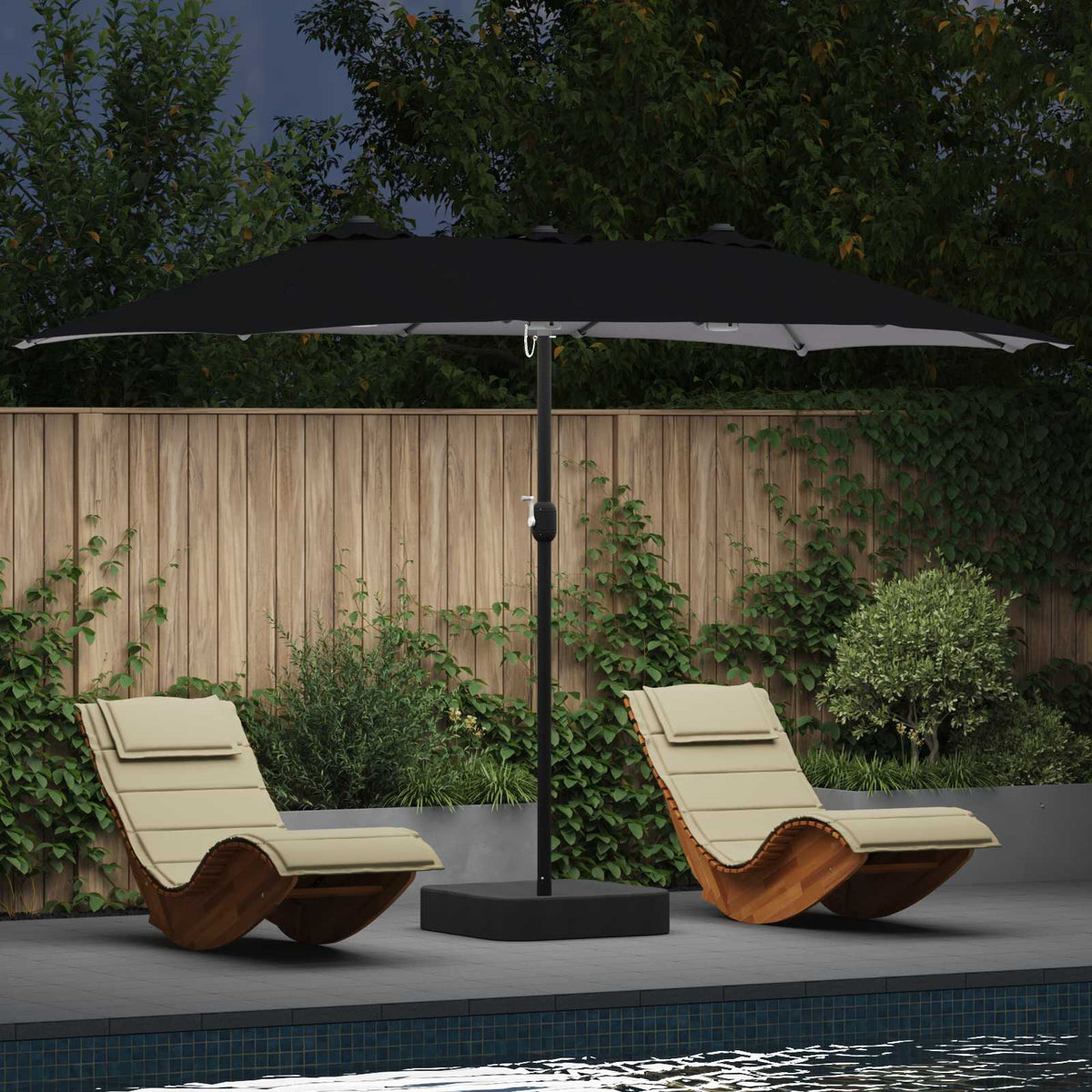 vidaXL Tuinparasol Zand 385 x 209 x 244 cm Stof
