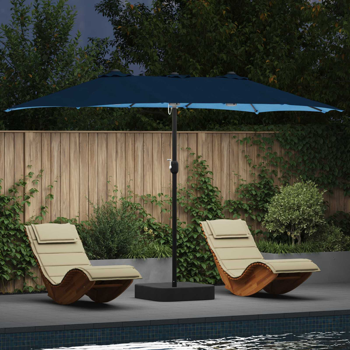 vidaXL Tuinparasol Zand 385 x 209 x 244 cm Stof