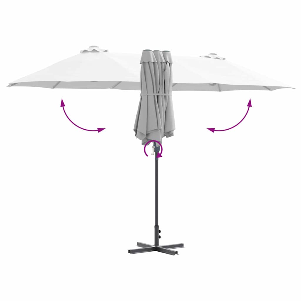 vidaXL Tuinparasol Zand 370 x 197 x 239 cm Poedergecoat staal