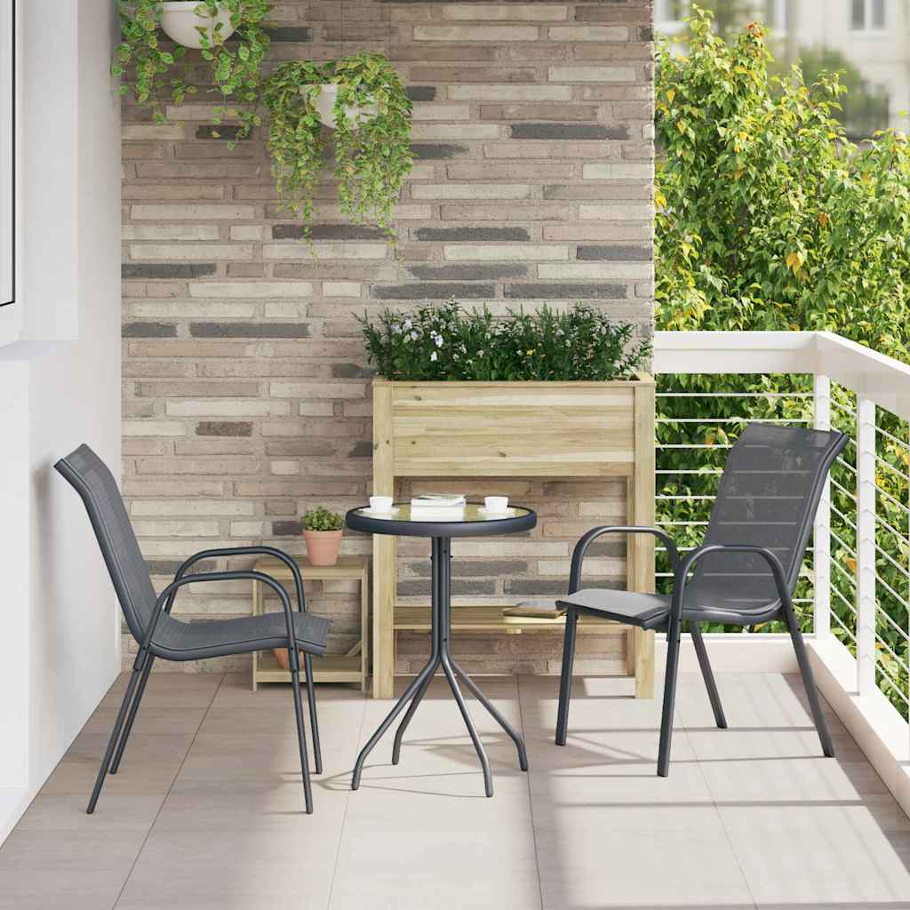 vidaXL Tuin Bistro Set 3 pcs Zwart Staal