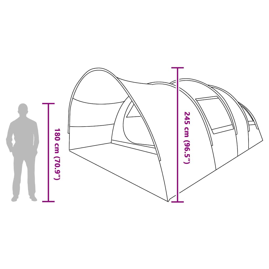 vidaXL Tunneltent met dak met opslag Groen 710 x 460 x 245 cm