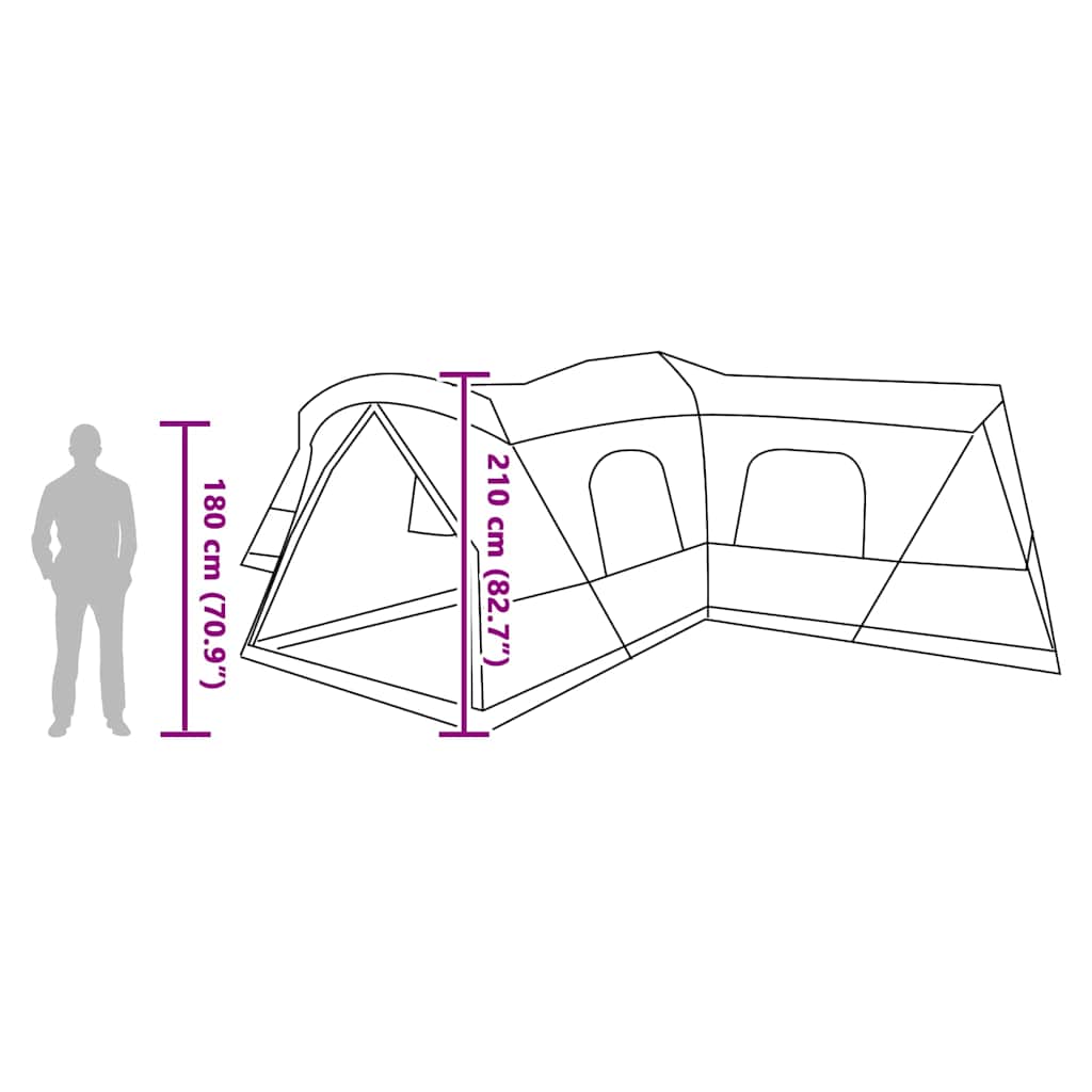 vidaXL Tent Groen 680 x 510 x 210 cm 185T Polyester met PU Coating