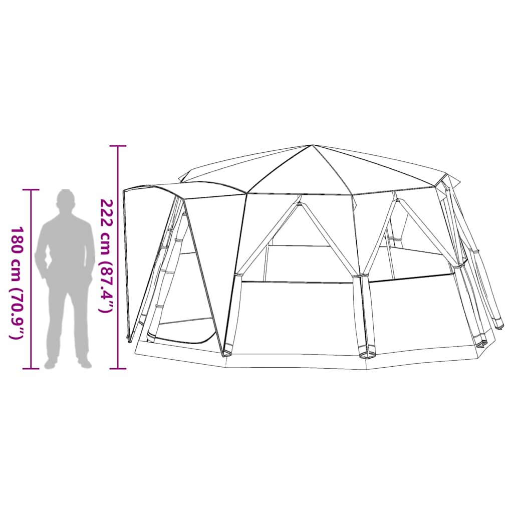 vidaXL Huisje Tent met dak met opslag Groen 425 x 396 x 222 cm