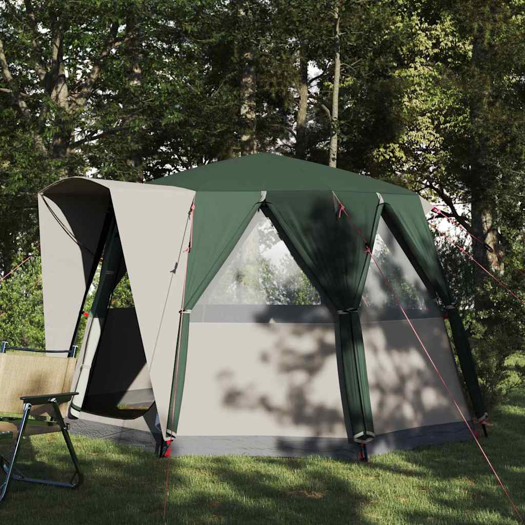 vidaXL Huisje Tent met dak met opslag Groen en Wit 320 x 320 x 203 cm