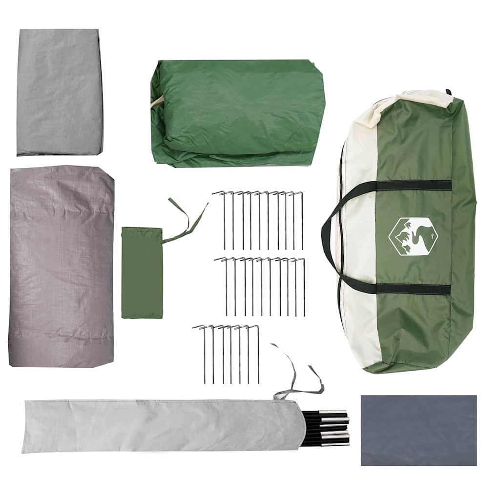 vidaXL Tunneltent met dak met opslag Groen en Wit 740 x 370 x 220 cm