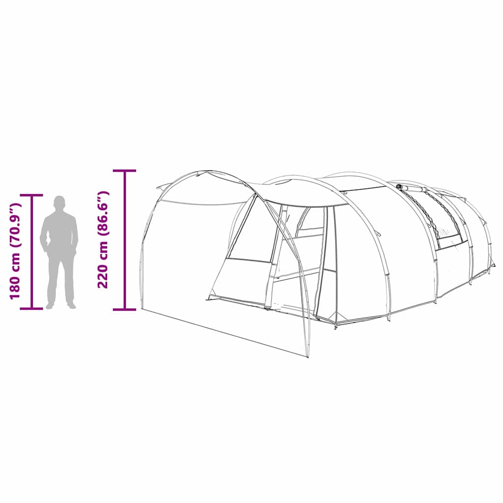 vidaXL Tunneltent met dak met opslag Groen en Wit 740 x 370 x 220 cm