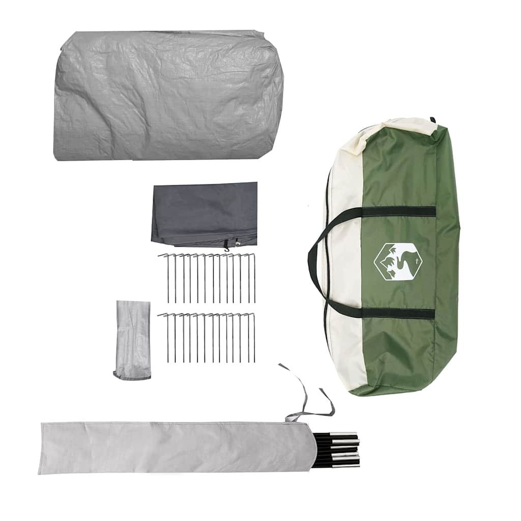 vidaXL Tunneltent met dak met opslag Groen en Wit 700 x 590 x 215 cm
