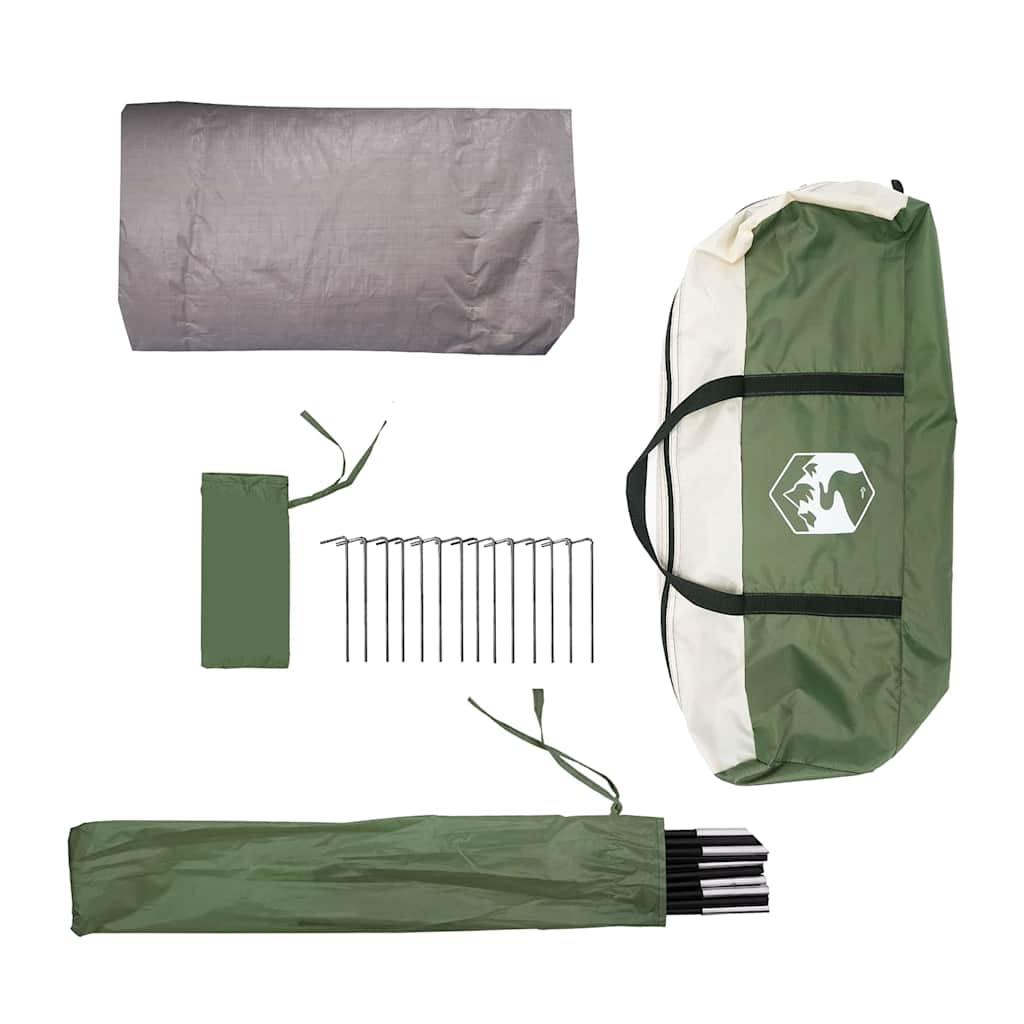 vidaXL Tunneltent met dak met opslag Groen en Wit 328 x 228 x 115 cm