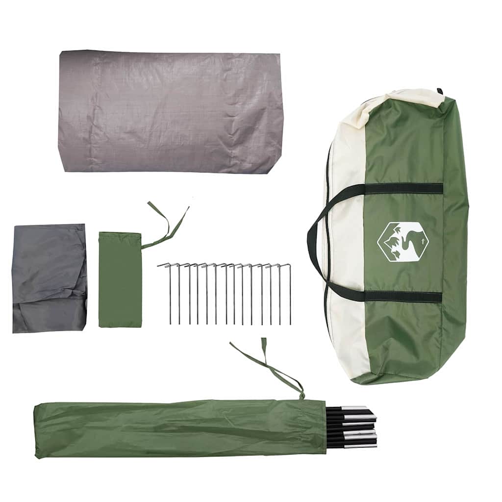 vidaXL Tunneltent met dak met opslag Groen en Wit 318 x 275 x 140 cm