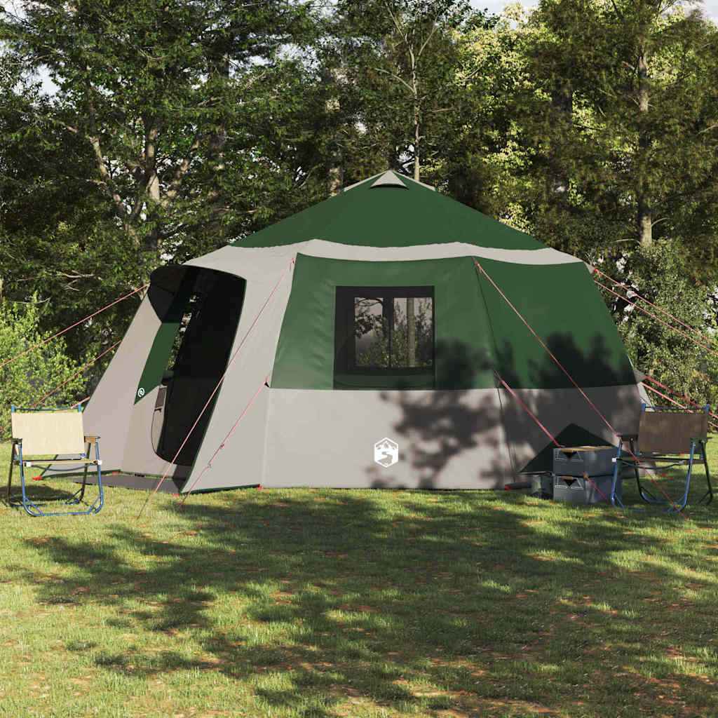 vidaXL Huisje Tent met dak met opslag Groen en Wit 405 x 405 x 273 cm