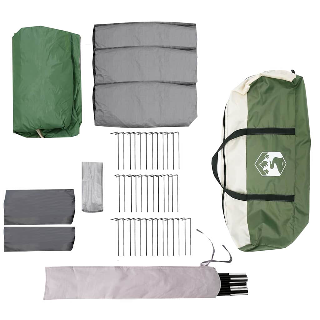 vidaXL Gezinstent met dak met opslag Groen en Wit 760 x 645 x 230 cm