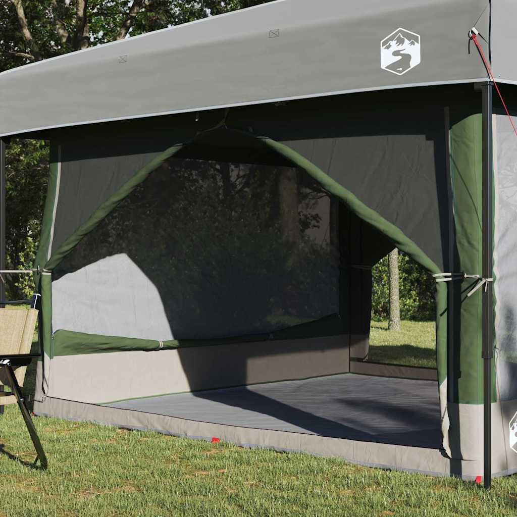 vidaXL Binnentent met dak met opslag Groen en Grijs 300 x 300 x 250 cm
