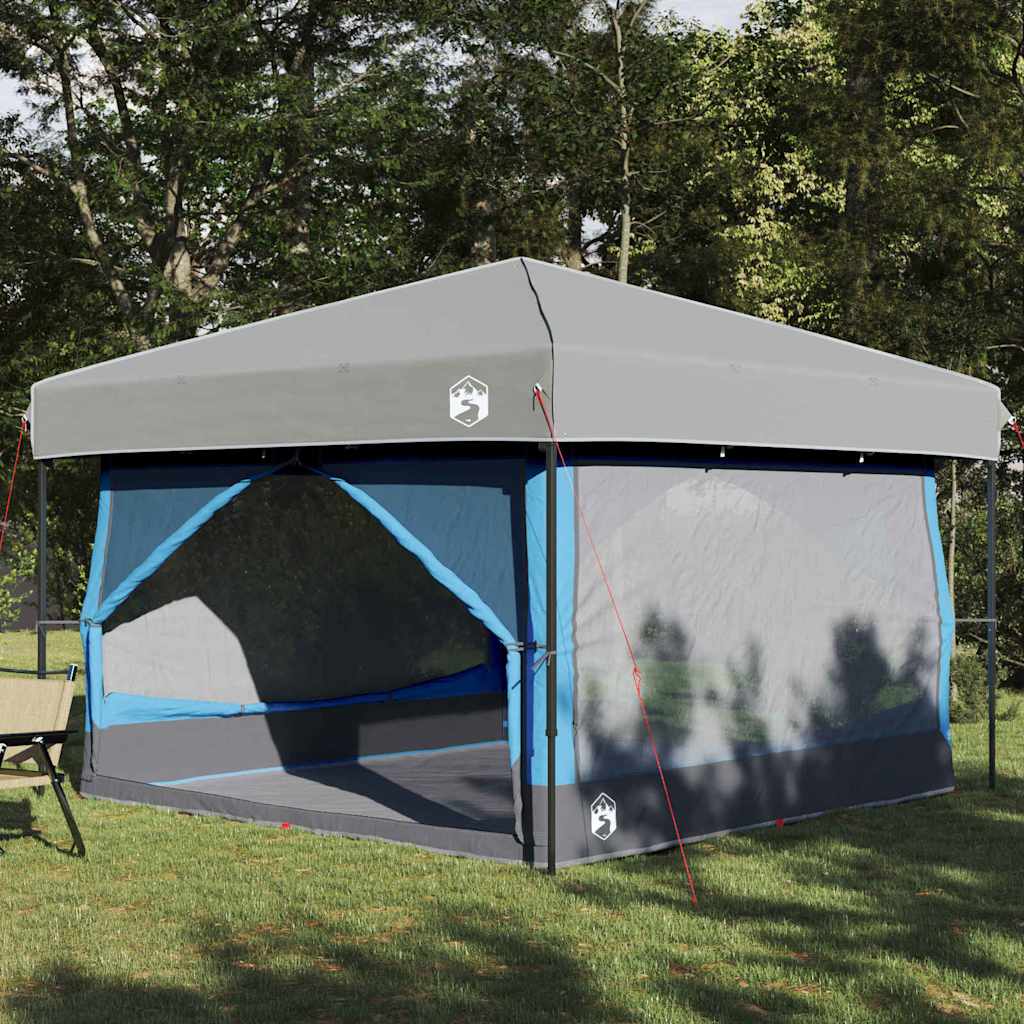 vidaXL Binnentent met dak met opslag Groen en Grijs 300 x 300 x 250 cm