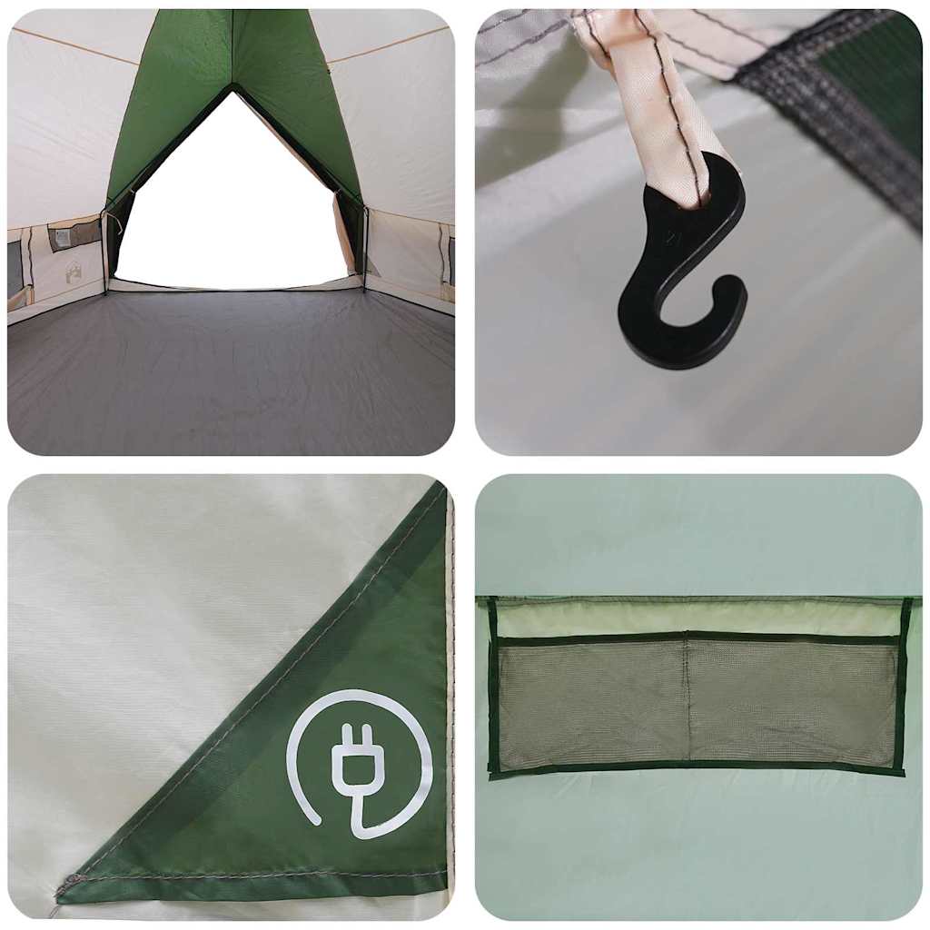 vidaXL Teepee Tent met dak met opslag Groen en Wit 490 x 410 x 210 cm