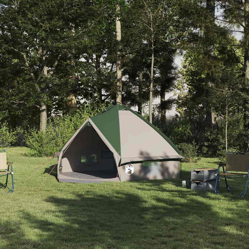 vidaXL Teepee Tent met dak met opslag Groen en Wit 490 x 410 x 210 cm