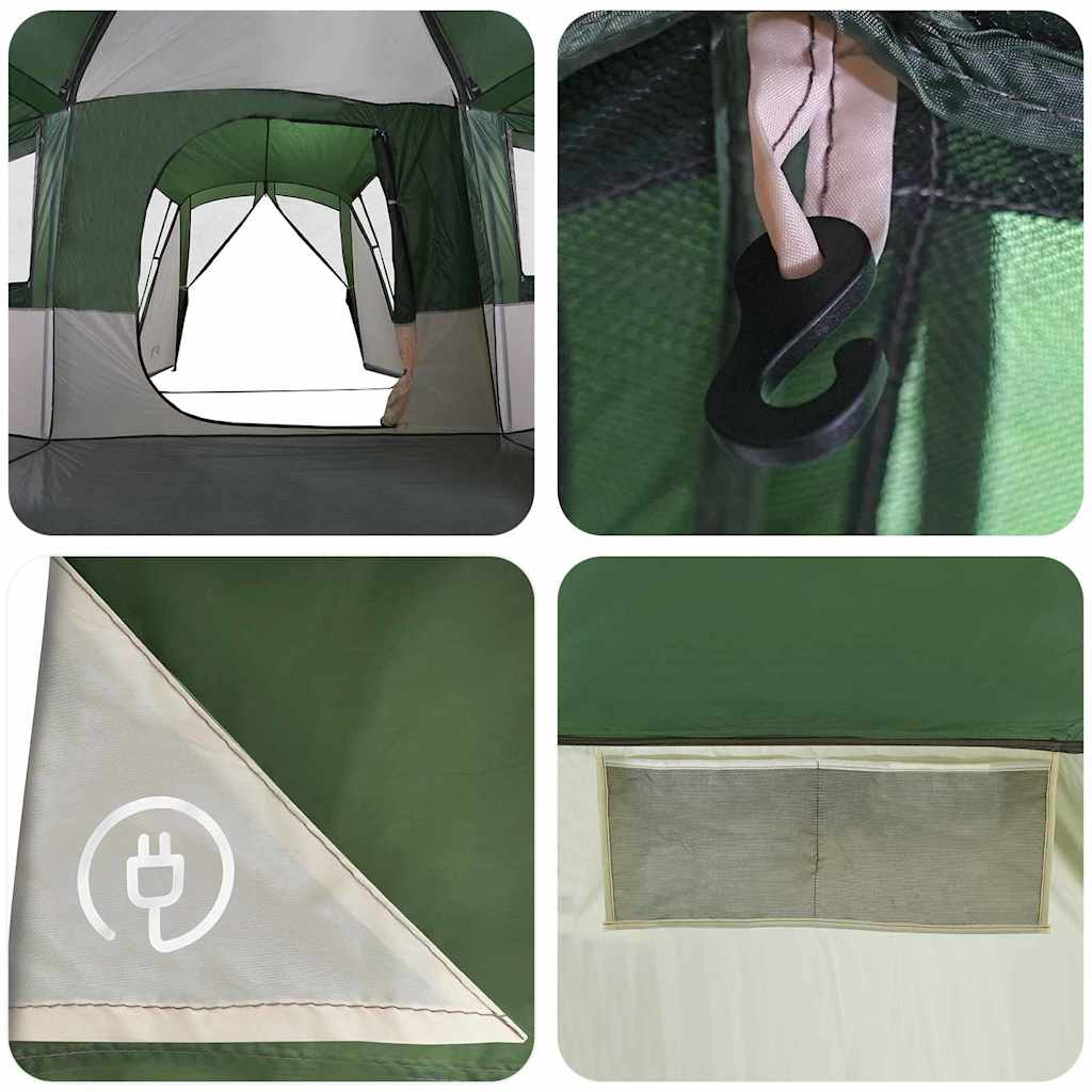 vidaXL Gezinstent met dak met opslag Groen en Wit 745 x 700 x 217 cm