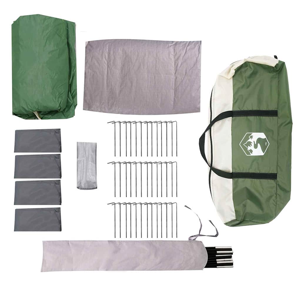 vidaXL Gezinstent met dak met opslag Groen en Wit 745 x 700 x 217 cm