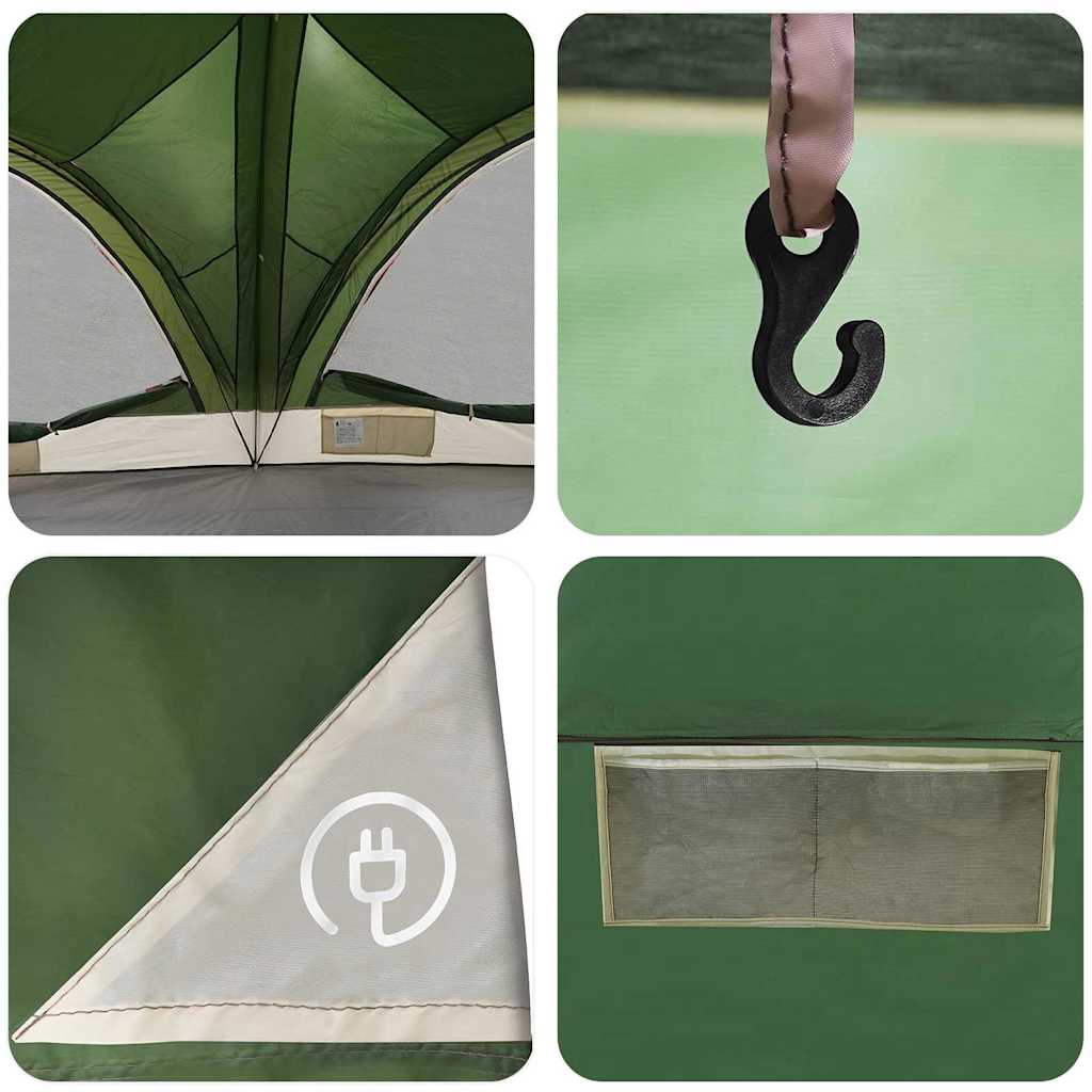 vidaXL Gezinstent met dak met opslag Groen en Grijs 460 x 430 x 214 cm