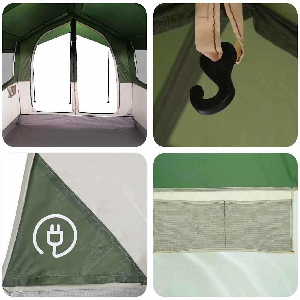 vidaXL Gezinstent met dak met opslag Groen en Wit 324 x 255 x 230 cm