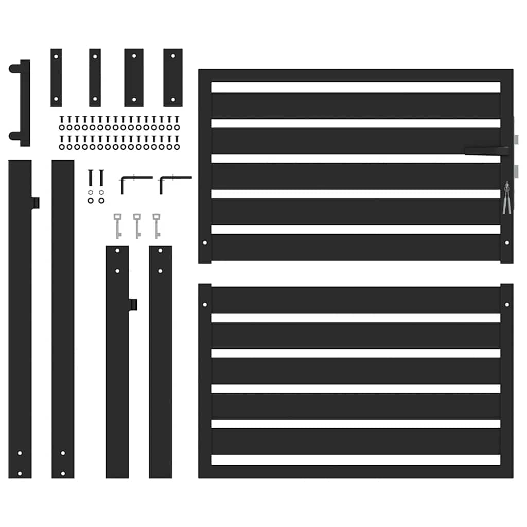 vidaXL Tuinhek afsluitbaar 100x180 cm aluminium zwart