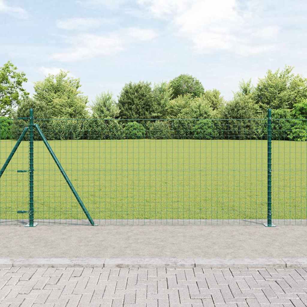 vidaXL Hekpaal met betonnen voet 26 st Groen Gepoedercoat staal