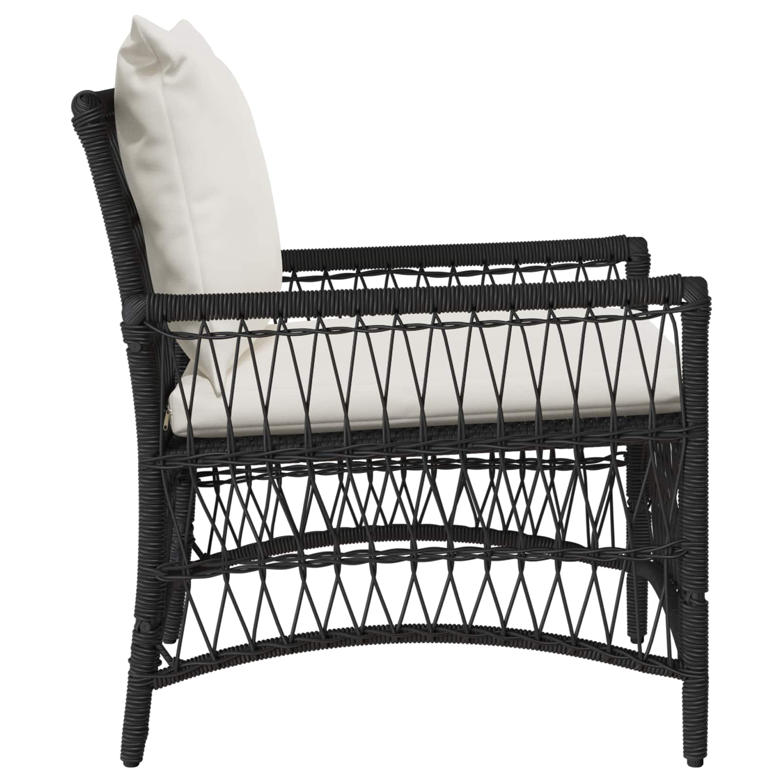vidaXL Ligbed met Kussens Zwart 60x70x78 cm Poly Rattan