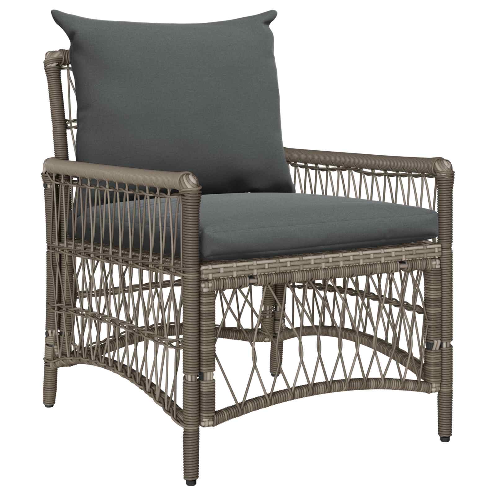vidaXL Ligbed met Kussens Zwart 60x70x78 cm Poly Rattan